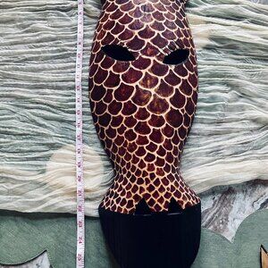 Large 3D Kenyan Hand Carved Wooden Giraffe Mask Wall Decor